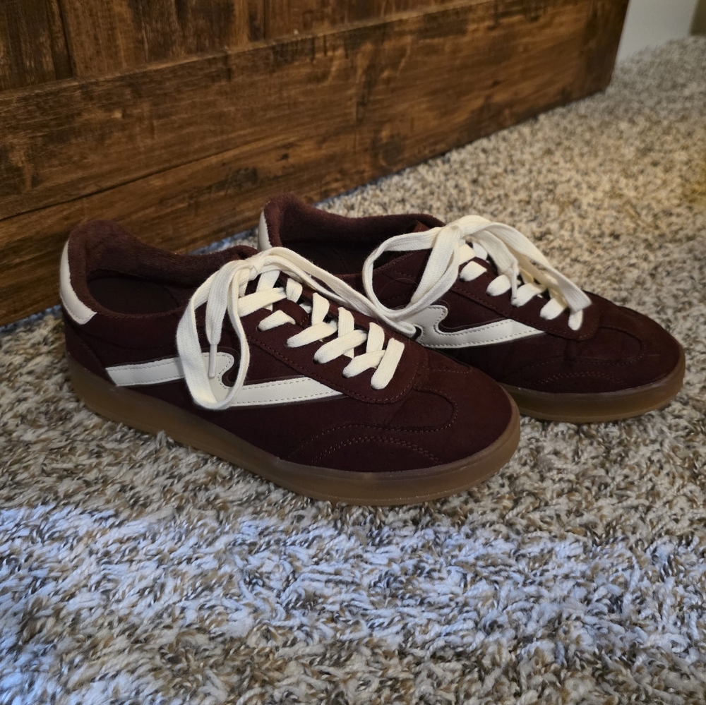 Madden Girl Burgundy and White Women's Sneakers